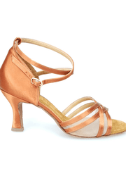 Load image into Gallery viewer, Wish Dance Shop Scarpa Basica in Raso Bronzo con Retina e Tacco a Rocchetto
