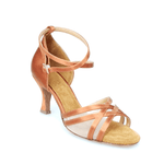 Load image into Gallery viewer, Wish Dance Shop Scarpa Basica in Raso Bronzo con Retina e Tacco a Rocchetto
