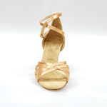 Carica immagine nella Galleria, Wish Dance Shop Scarpa Basica in Raso Carne con Fascette e Tacco a Rocchetto
