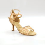 Carica immagine nella Galleria, Wish Dance Shop Scarpa Basica in Raso Carne con Fascette e Tacco a Rocchetto
