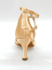 Carica immagine nella Galleria, Wish Dance Shop Scarpa Basica in Raso Carne con Fascette e Tacco a Rocchetto
