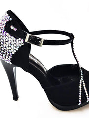 Carica immagine nella Galleria, Wish Dance Shop Starlight - Scarpa da donna in Camoscio Nero Con Cristalli Swarowski
