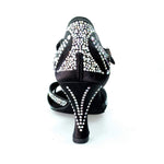 Carica immagine nella Galleria, Wish Dance Shop Superb (accollata) - Scarpa da Ballo in Raso Seta Nero con Swarovski e Tacco a Rocchetto
