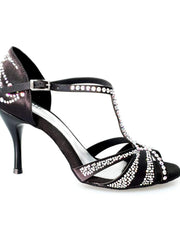 Carica immagine nella Galleria, Wish Dance Shop Superb (accollata) - Scarpa da Ballo in Raso Seta Nero con Swarovski e Tacco Smaltato
