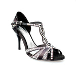 Load image into Gallery viewer, Wish Dance Shop Superb (accollata) - Scarpa da Ballo in Raso Seta Nero con Swarovski e Tacco Smaltato
