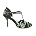 Load image into Gallery viewer, Wish Dance Shop Superb - Scarpa da Ballo in Raso Seta Nero con Swarovski e Tacco a Spillo Smaltato
