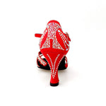 Load image into Gallery viewer, Wish Dance Shop Superb - Scarpa da Ballo in Raso Seta Rosso con Swarovski e Tacco a Rocchetto
