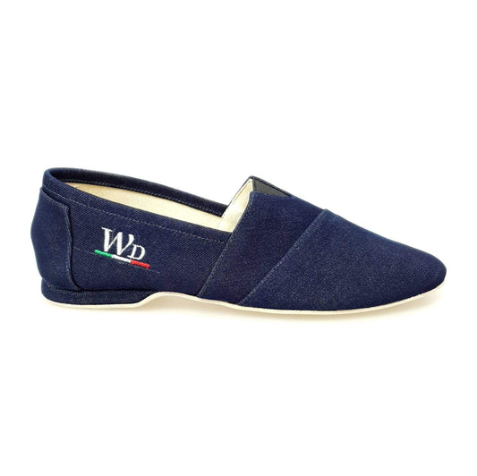 Espadrillas Tommy in tessuto blu jeans con suola naturale, scarpe comode e casual per l'estate.