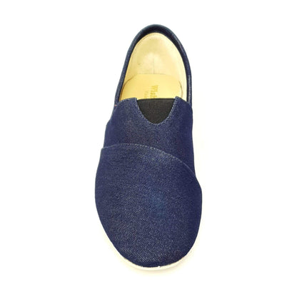 Espadrillas Tommy in tessuto blu jeans, calzature casual da uomo, con suola in corda e design estivo.
