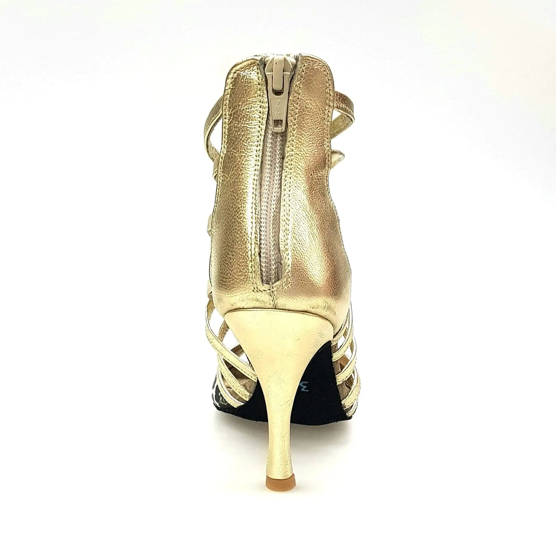 Sandalo da donna Wishdance Megan in pelle oro con tomaia anteriore in maculato, scarpa elegante e alla moda