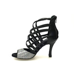 Load image into Gallery viewer, Wishdance 161 Sandalo da Donna in vera Pelle Nera con tomaia Multicolor
