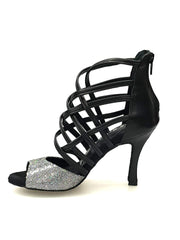 Load image into Gallery viewer, Wishdance 161 Sandalo da Donna in vera Pelle Nera con tomaia Multicolor
