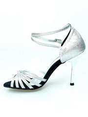 Carica immagine nella Galleria, Wishdance 210 Glitter Argento con Tacco Slim Laminato Argento a specchio
