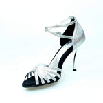 Load image into Gallery viewer, Wishdance 210 Glitter Argento con Tacco Slim Laminato Argento a specchio
