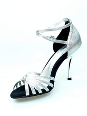 Carica immagine nella Galleria, Wishdance 210 Glitter Argento con Tacco Slim Laminato Argento a specchio
