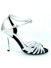 Carica immagine nella Galleria, Wishdance 210 Glitter Argento con Tacco Slim Laminato Argento a specchio
