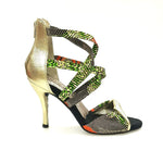Load image into Gallery viewer, Wishdance 359 Sandalo da Donna in tessuto Golden Wax Verde/Arancio
