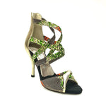 Load image into Gallery viewer, Wishdance 359 Sandalo da Donna in tessuto Golden Wax Verde/Arancio
