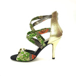 Load image into Gallery viewer, Wishdance 359 Sandalo da Donna in tessuto Golden Wax Verde/Arancio
