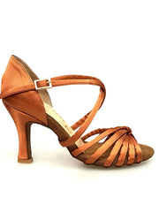 Carica immagine nella Galleria, Wishdance Art. 28 Scarpa Basica Da donna in Raso Bronzo con Fascette con Cinturino Incrociato sul Collo Piede
