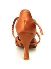 Carica immagine nella Galleria, Wishdance Art. 28 Scarpa Basica Da donna in Raso Bronzo con Fascette con Cinturino Incrociato sul Collo Piede
