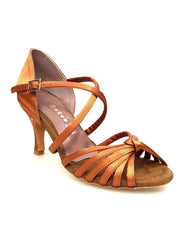 Load image into Gallery viewer, Wishdance Art. 28 Scarpa Basica Da donna in Raso Bronzo con Fascette con Cinturino Incrociato sul Collo Piede
