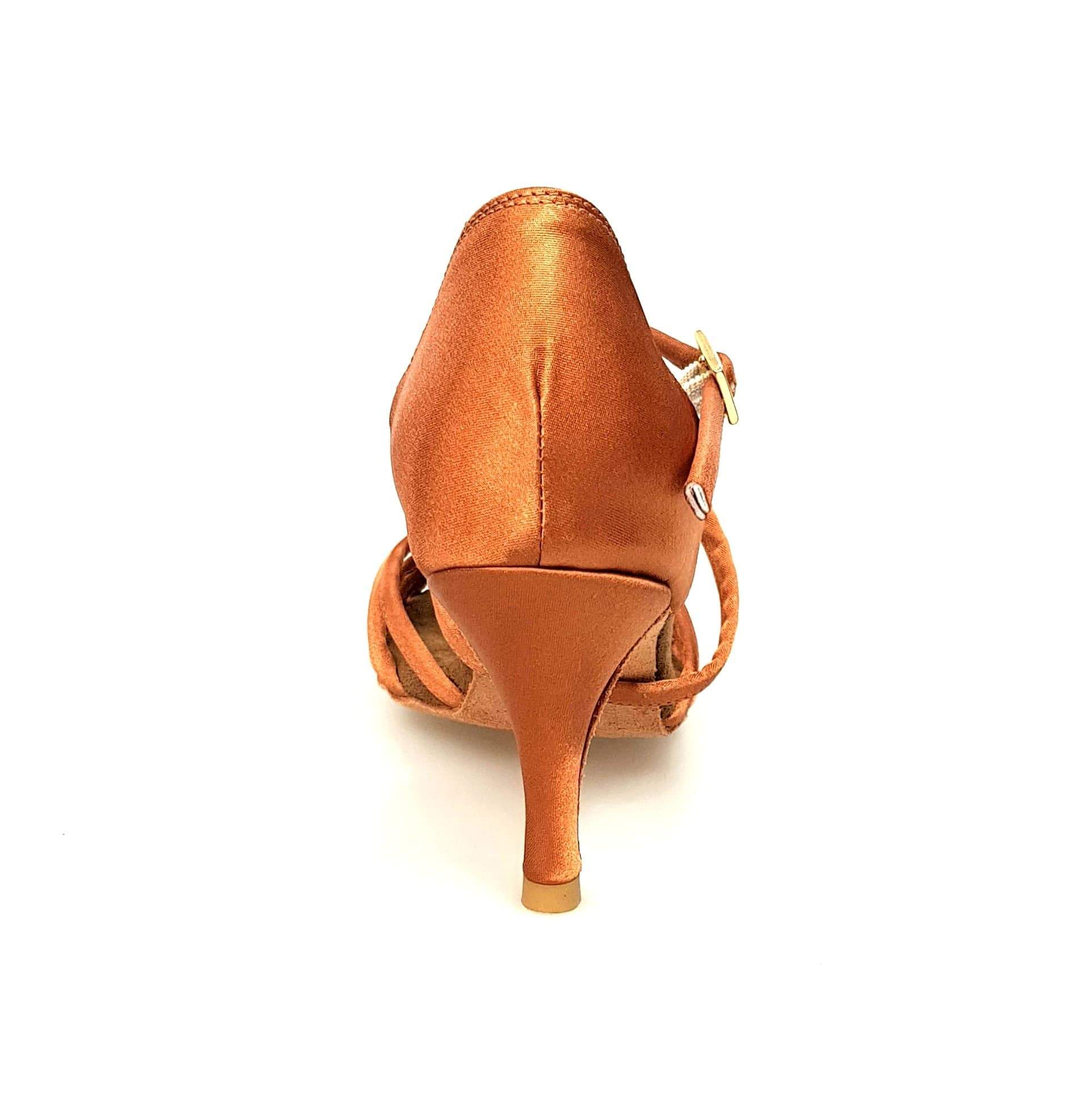 Scarpa da ballo Wishdance Patty QC in raso bronzo con fascette, cinturino incrociato, tacco a stiletto, design elegante per donna