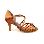 Load image into Gallery viewer, Wishdance Art. 28 Scarpa Basica Da donna in Raso Bronzo con Fascette con Cinturino Incrociato sul Collo Piede
