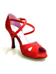 Carica immagine nella Galleria, Wishdance Art. 32 QC Scarpa Basica Da donna in Raso Rosso con Cuscino memorex e Cinturino Incrociato sul Collo Piede
