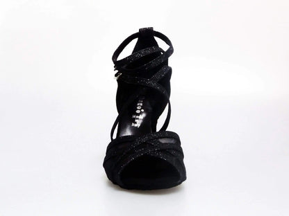 Scarpa da donna Wishdance Melany QD in glitter nero con retina e cuscino memorex, dettagli eleganti e confortevoli