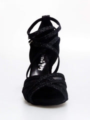 Load image into Gallery viewer, Wishdance Art. 45R QD Scarpa da donna in Glitter Nero con Retina con Cuscino memorex
