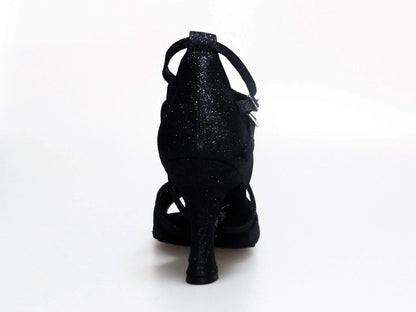 Scarpa da donna Wishdance Melany QD in glitter nero con dettagli in retina e cuscino memorex, stile elegante e confortevole
