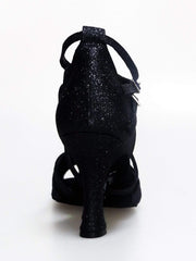 Load image into Gallery viewer, Wishdance Art. 45R QD Scarpa da donna in Glitter Nero con Retina con Cuscino memorex

