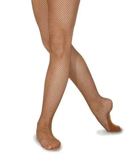 Collant professionale Wishdance EMMA in rete modellante e massaggiante con piede e soletta rinforzata, finitura trasparente.