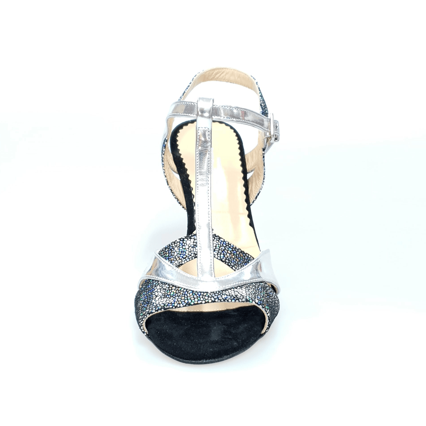 Scarpa D'orsay Outlet da donna in pelle argento e multicolor con tacco a spillo.
