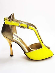 Load image into Gallery viewer, Wishdance Fascino - Scarpa da Donna in Camoscio Giallo e Lurex Oro
