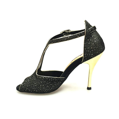 Scarpa da donna Wishdance Fascino (401) in Felix Oro con tacco a spillo laminato oro, elegante e raffinata.