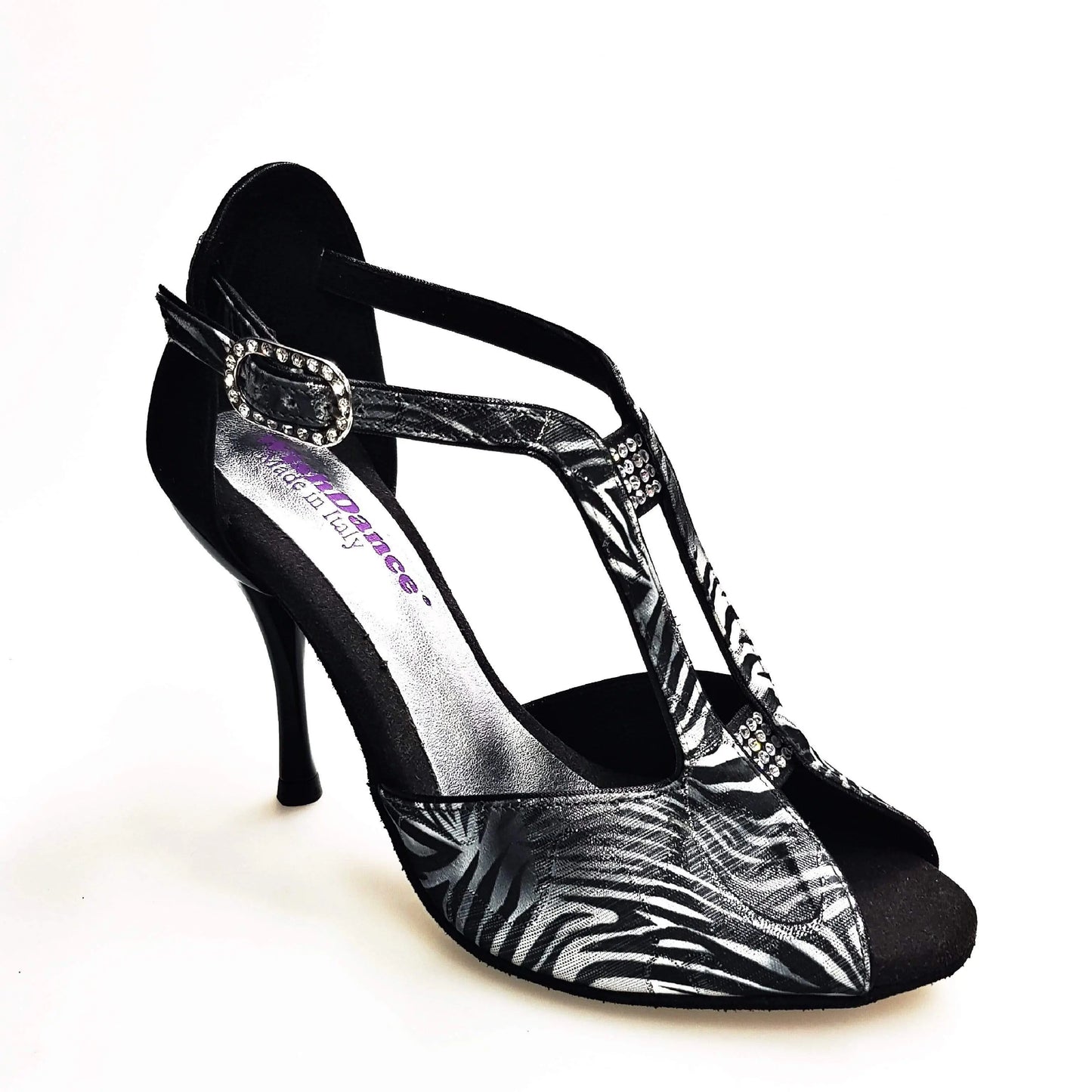 Scarpa da donna Wishdance Fascino (401) in jungla grigio con tallone in camoscio nero, dettaglio elegante e alla moda