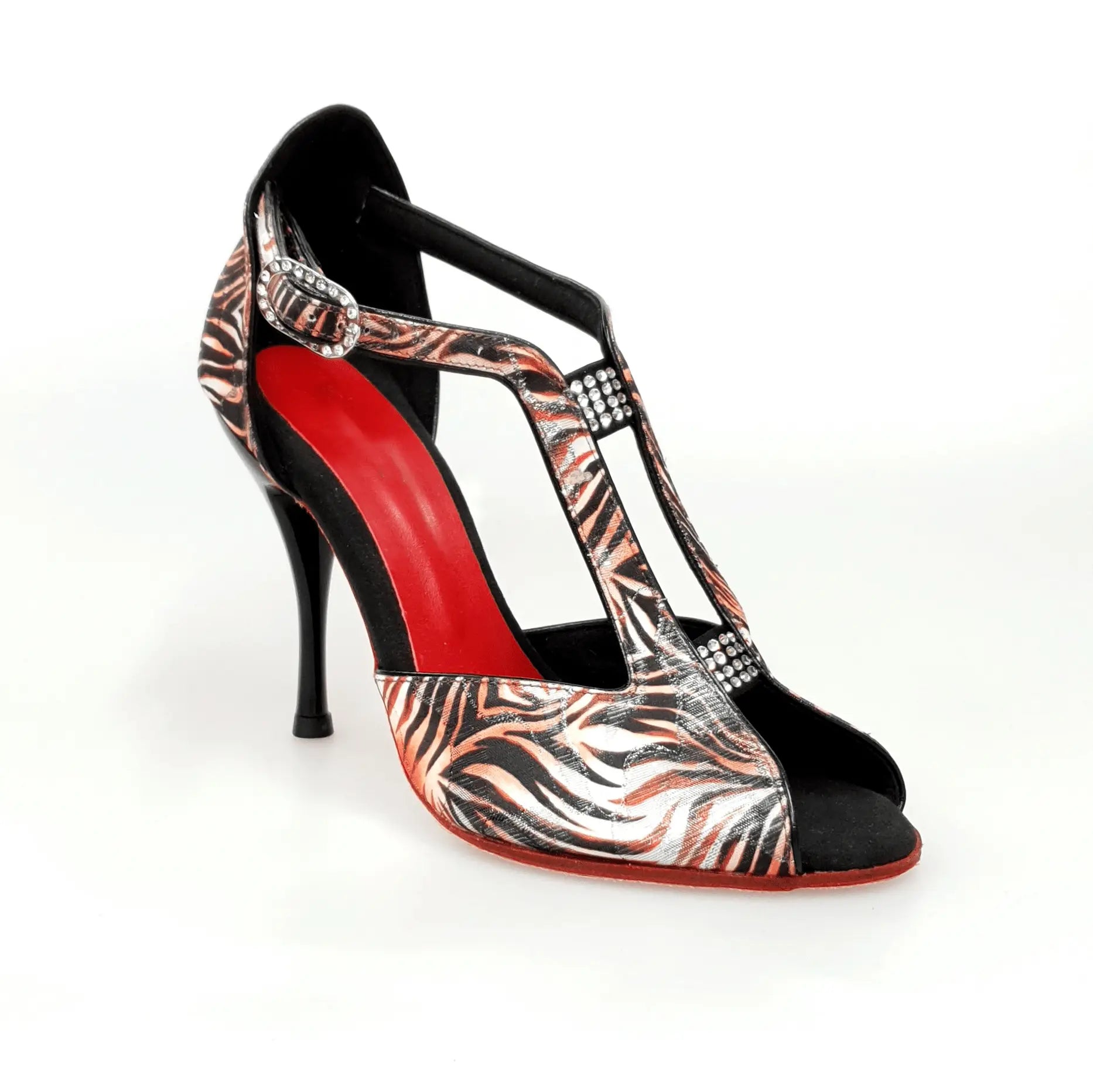 Scarpa da donna Wishdance Fascino (401) in stile jungla rosso con dettagli vivaci e design elegante.