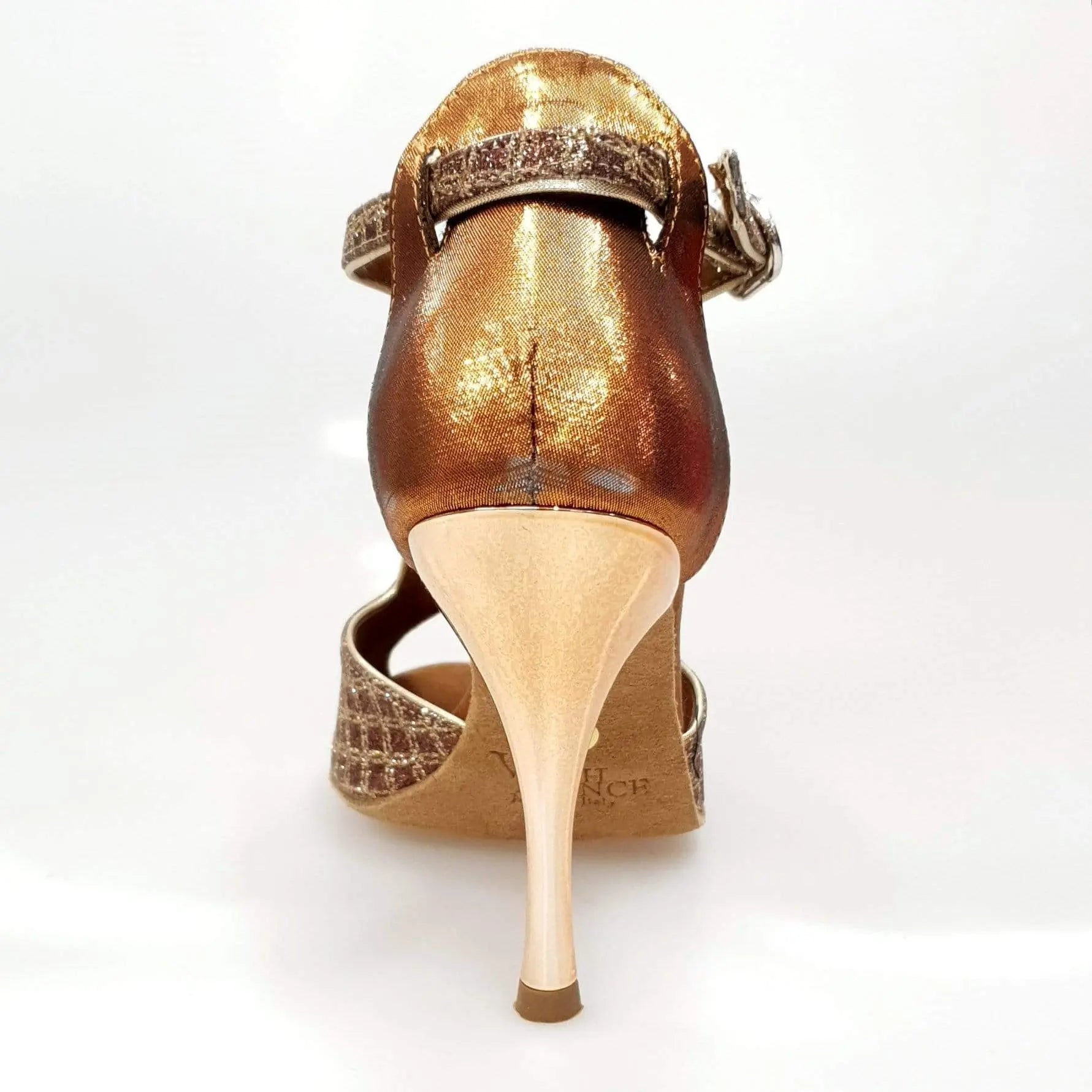 Scarpa da donna Wishdance Fascino (401) in net glitter e lurex bronzo, con design elegante e dettagli scintillanti.