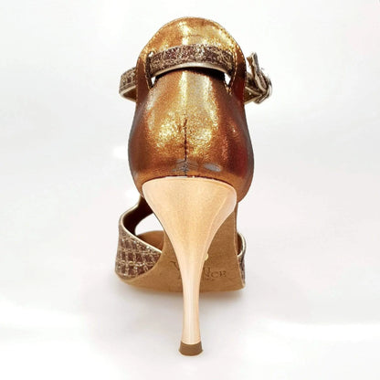 Scarpa da donna Wishdance Fascino (401) in net glitter e lurex bronzo, con design elegante e dettagli scintillanti.