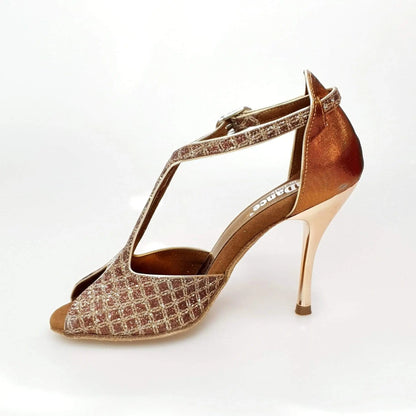 Scarpa da donna Wishdance Fascino (401) in net glitter e lurex bronzo, con suola elegante e dettaglio brillante.