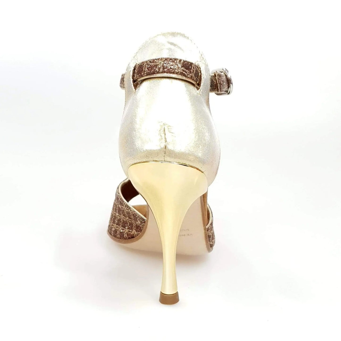 Scarpa da donna Wishdance Fascino (401) in rete glitter e lurex oro, elegante e luminosa.