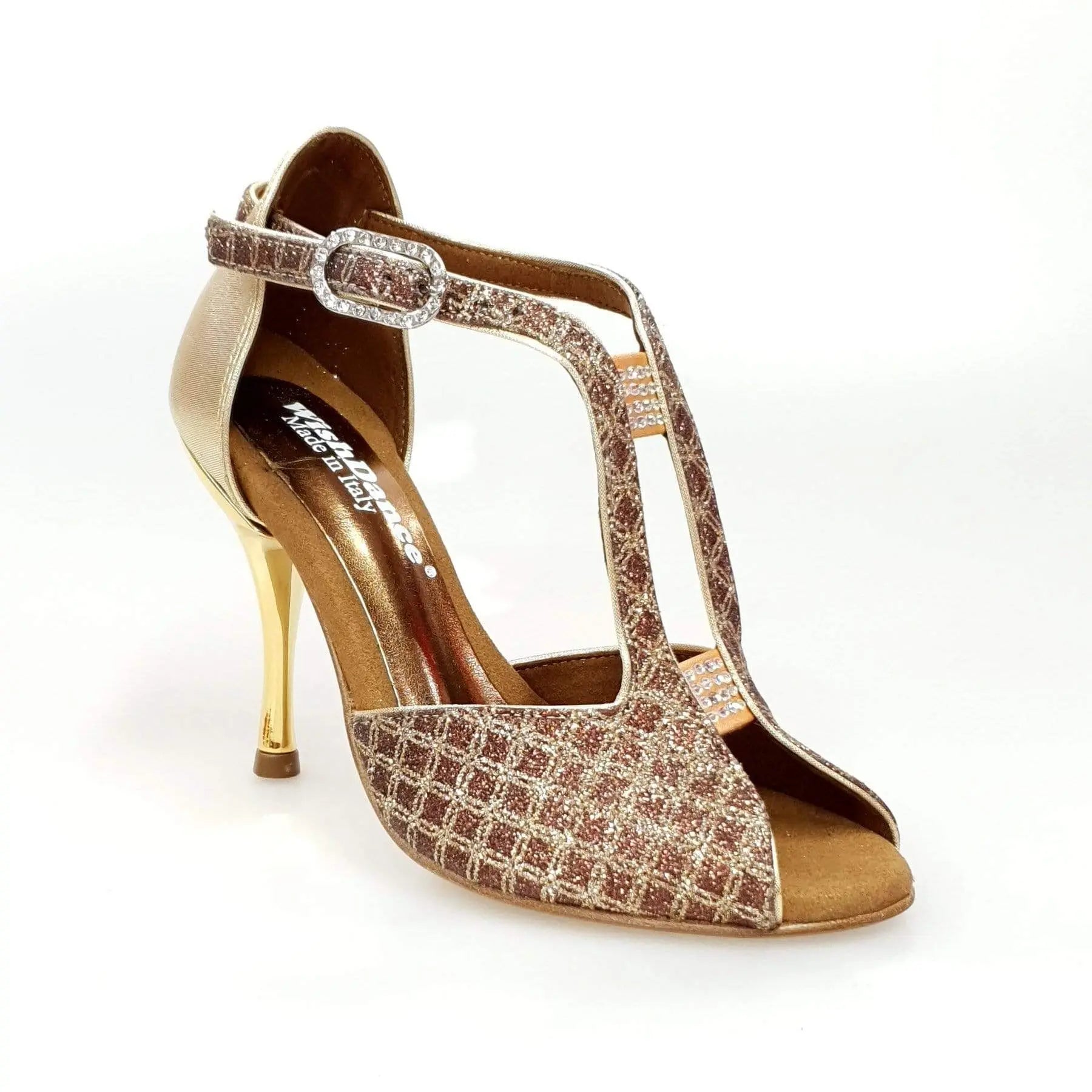 Scarpa da donna Wishdance Fascino 401 in rete glitter oro e lurex, elegante e brillante per occasioni speciali