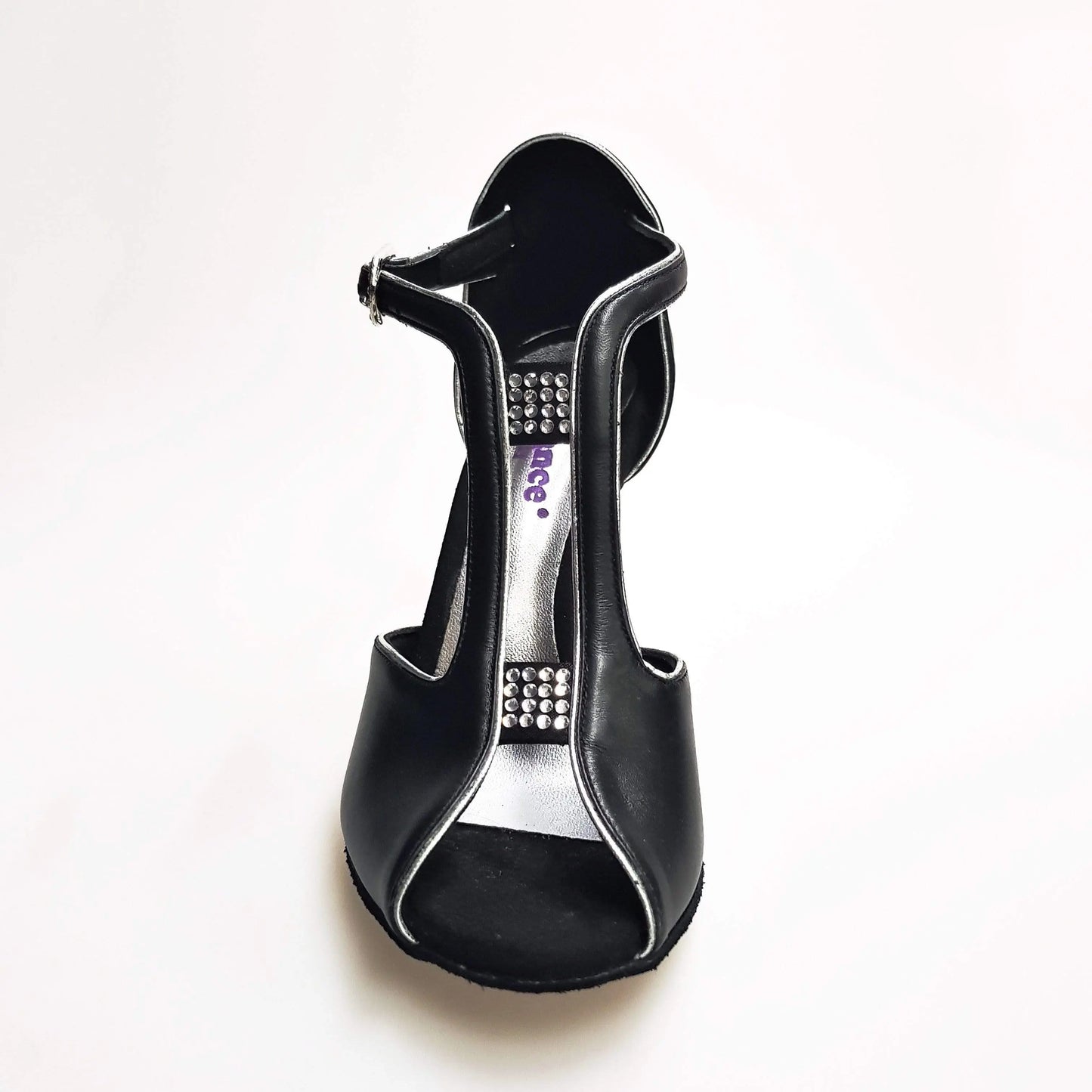 Scarpa da donna Wishdance ELIDE in pelle nera con tacco a spillo smaltato nero, elegante e sofisticata.