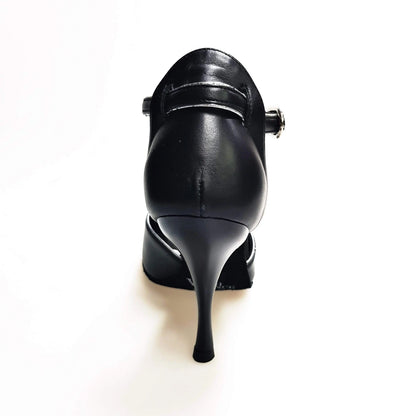 Scarpa da donna Wishdance ELIDE (401) in pelle nera con tacco a spillo smaltato nero, elegante e alla moda