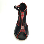 Carica immagine nella Galleria, Wishdance Fascino - Scarpa da Donna in Pelle Nera con Tallone in Lurex Rossa
