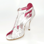 Carica immagine nella Galleria, Wishdance Fascino - Scarpa da Donna in Pizzo Bianco e Tallone Lurex Argento
