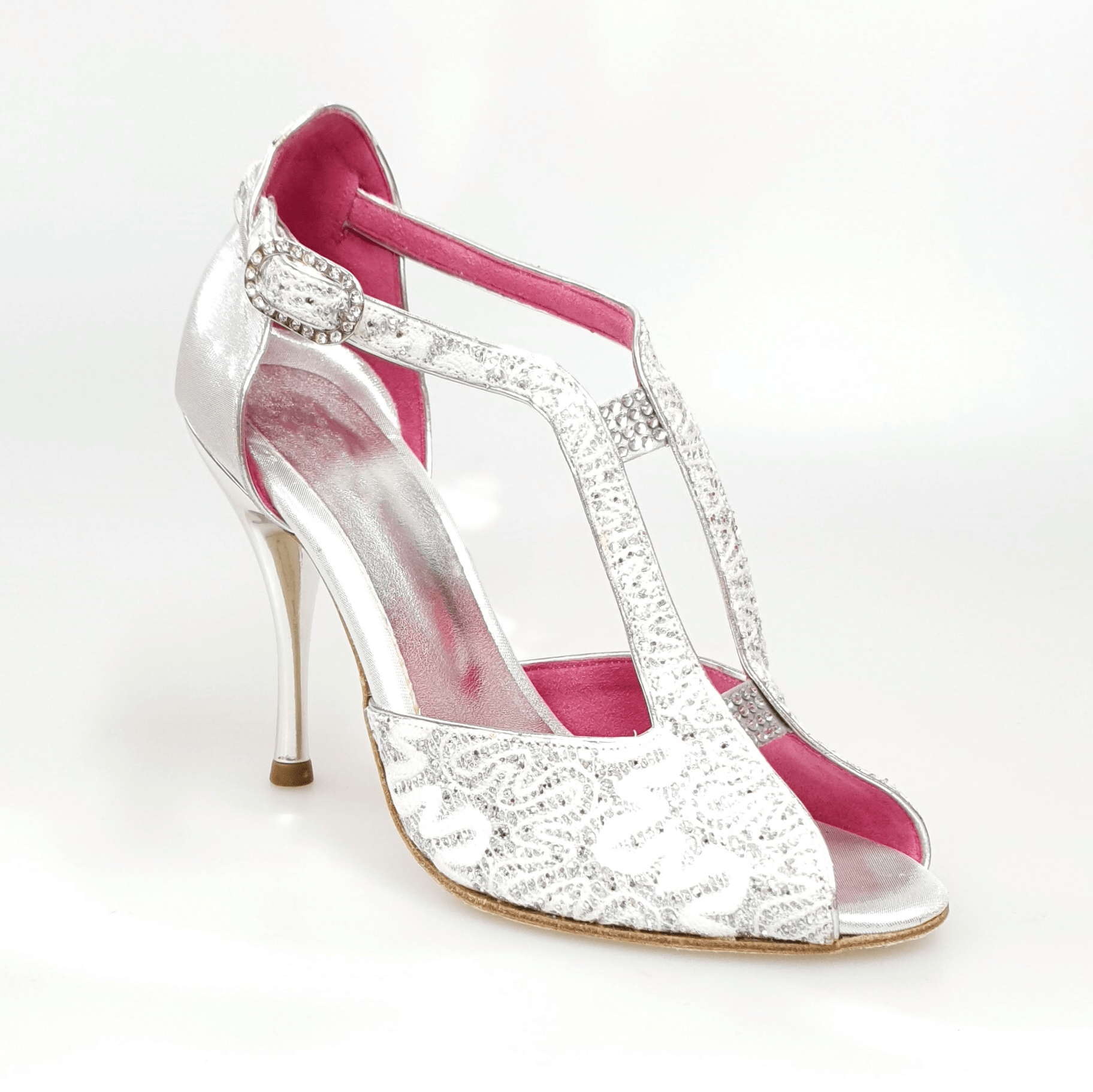 Sophie (401) Scarpa da Donna in Pizzo Bianco misto a Glitter