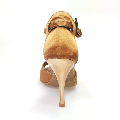 Scarpa da donna Wishdance ELIDE in raso di seta bronzo con tacco a spillo laminato oro ramato, elegante e raffinata